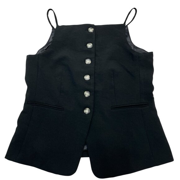Christian Lacroix Tops - Christian Lacroix Top Womens 8 Black Crepe Strappy Vest Button Front Classic